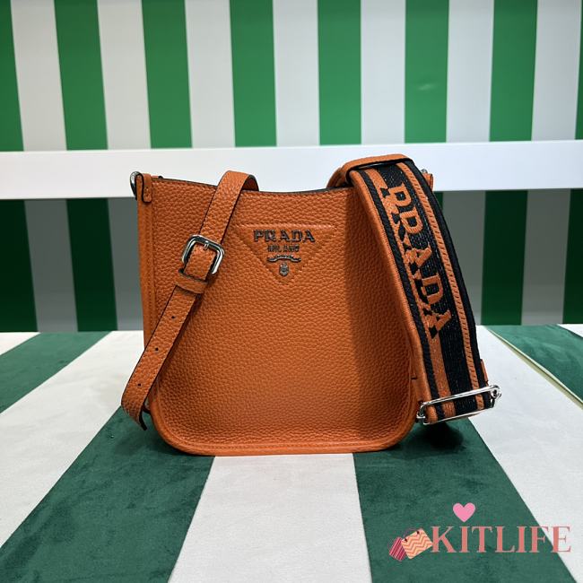 Kitlife Prada Mini Orange Leather Shoulder Bag 1BH191 19x20x6cm  - 1