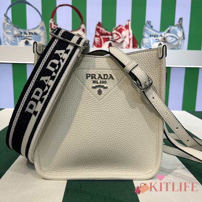 Kitlife Prada Mini White Leather Shoulder Bag 1BH191 19x20x6cm  - 1
