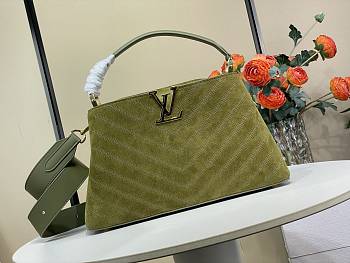 Kitlife Louis Vuitton Sac Capucines MM Souple Bag Green Suede Leather M25485 33x24x12cm