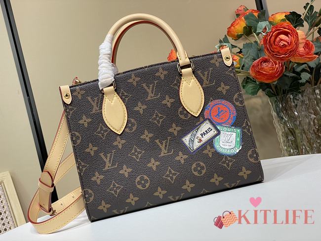 Kitlife Louis Vuitton Onthego Mon Monogran Badge Screen Print Bag 19x11.5x25cm - 1