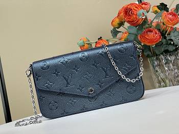 Kitlife Louis Vuitton Félicie Pochette Bag Dark Blue Monogram Empreinte M27048 21x12x3cm 