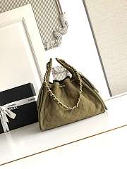 Kitlife Chanel 25C Drawstring Bucket Hobo Bag Green Suede AS5293 30×26×14cm  - 5