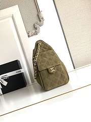 Kitlife Chanel 25C Drawstring Bucket Hobo Bag Green Suede AS5293 30×26×14cm  - 4