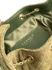 Kitlife Chanel 25C Drawstring Bucket Hobo Bag Green Suede AS5293 30×26×14cm  - 2