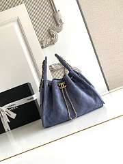 Kitlife Chanel 25C Drawstring Bucket Hobo Bag Blue Suede AS5293 30×26×14cm  - 1