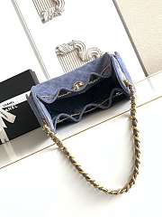 Kitlife Chanel 25C Drawstring Bucket Hobo Bag Blue Suede AS5293 30×26×14cm  - 5