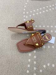 Kitlife Valentino Garavani Plaster Caster Brown Goatskin Thong Sandals  - 5