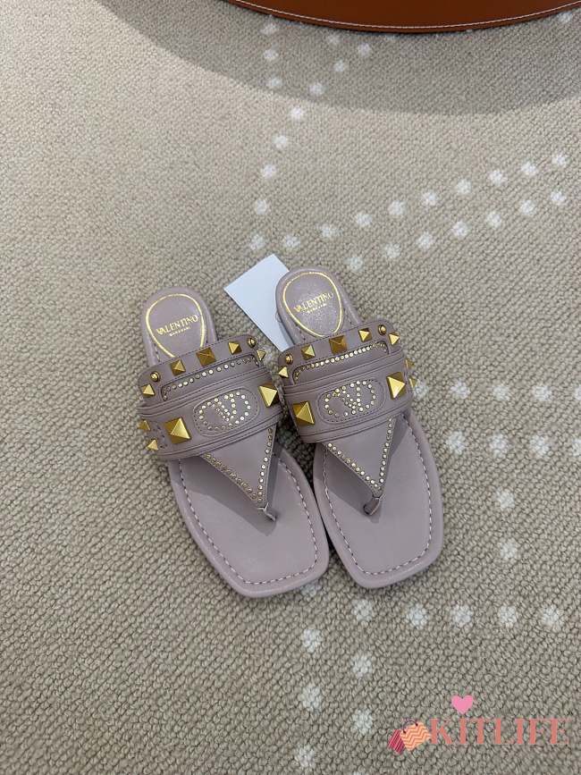 Kitlife Valentino Garavani Plaster Caster Dusty Lavender Goatskin Thong Sandals  - 1