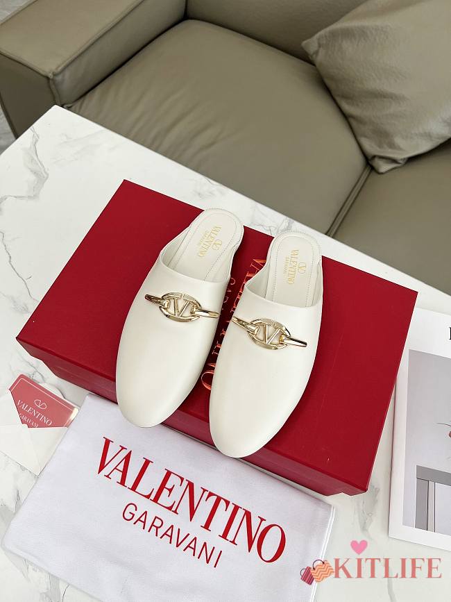 Kitlife Valentino VLogo Gate White Leather Loafers  - 1