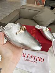 Kitlife Valentino VLogo Gate Silver Leather Loafers  - 6