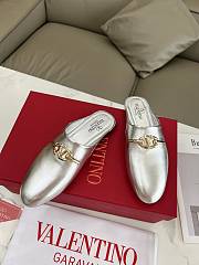 Kitlife Valentino VLogo Gate Silver Leather Loafers  - 4