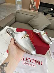Kitlife Valentino VLogo Gate Silver Leather Loafers  - 5