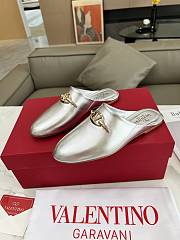 Kitlife Valentino VLogo Gate Silver Leather Loafers  - 3