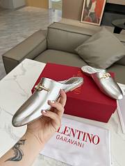 Kitlife Valentino VLogo Gate Silver Leather Loafers  - 2