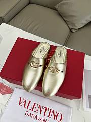 Kitlife Valentino VLogo Gate Gold Leather Loafers  - 1