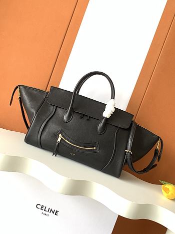 Kitlife Celine Medium Smiling New Luaggage In Supple Black Shiny Lambskin 36x22x16cm