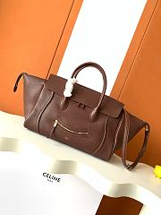 Kitlife Celine Medium Smiling New Luaggage In Supple Brown Shiny Lambskin 36x22x16cm - 1