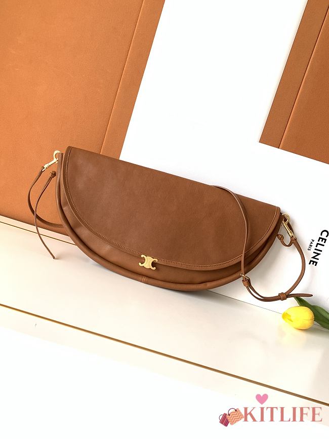 Kitlife Celine Halfmoon Soft Triomphe Bag In Supple Brown Shiny Lambskin 46x19x10cm  - 1