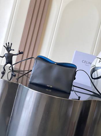 Kitlife Celine Trio Flap Bag In Black Smooth Lambskin 22x14x4cm 