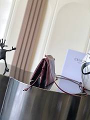 Kitlife Celine Trio Flap Bag In Burgundy Smooth Lambskin 22x14x4cm  - 6