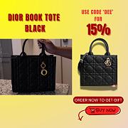 Kitlife Small Dior Book Tote Black Macrocannage Calfskin bag - 26.5x21x14cm - 1