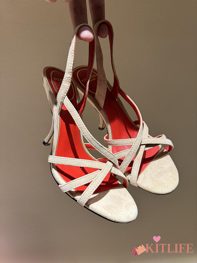 Kitlife Valentino Fetishique Beige Velvet Sandal 105mm  - 1