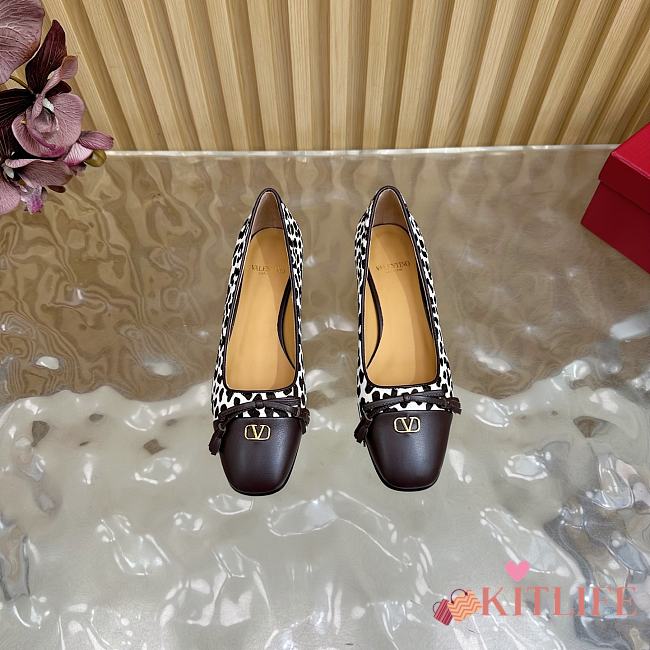 Kitlife Valentino 2025 Bow-Tie Color-Blocked Shoes Leopard-Print and Dark Brown - 1