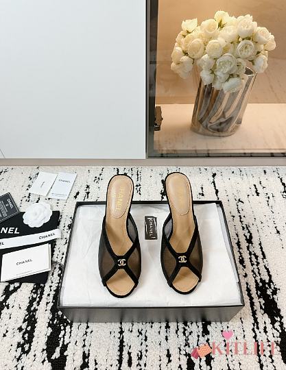 Kitlife Chanel 24P Black Mesh High Heels 70mm - 1