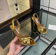 Kitlife Aquazzura Moves Gold Metallic Leather Sandals 105mm - 5