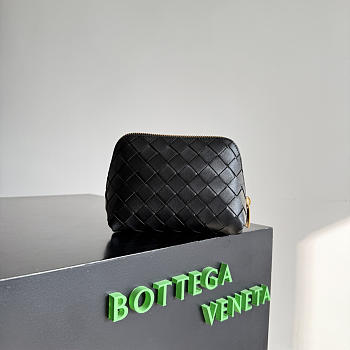 Kitlife Bottega Veneta Intrecciato Small Beauty Pouch Black 764044 16.5x10.5x9cm