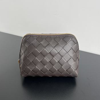 Kitlife Bottega Veneta Intrecciato Small Beauty Pouch Dark Brown 764044 16.5x10.5x9cm