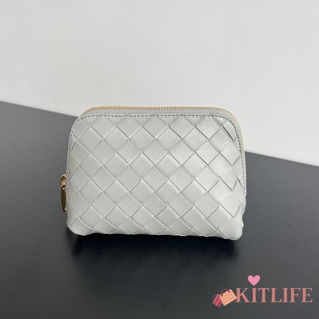 Kitlife Bottega Veneta Intrecciato Small Beauty Pouch Grey 764044 16.5x10.5x9cm  - 1
