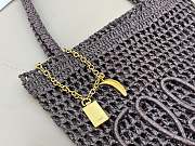 Kitlife Chloe Banana Embellished Raffia Tote Bag Dark Brown 22x30x2cm  - 3