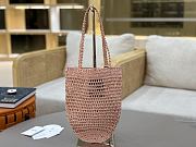 Kitlife Chloe Banana Embellished Raffia Tote Bag Light Pink 22x30x2cm  - 1