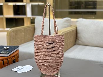 Kitlife Chloe Banana Embellished Raffia Tote Bag Light Pink 22x30x2cm 