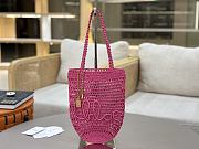 Kitlife Chloe Banana Embellished Raffia Tote Bag Dark Pink 22x30x2cm - 1