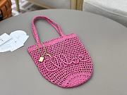 Kitlife Chloe Banana Embellished Raffia Tote Bag Dark Pink 22x30x2cm - 4