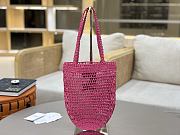 Kitlife Chloe Banana Embellished Raffia Tote Bag Dark Pink 22x30x2cm - 5