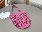Kitlife Chloe Banana Embellished Raffia Tote Bag Dark Pink 22x30x2cm - 2