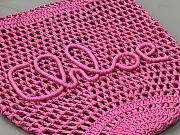 Kitlife Chloe Banana Embellished Raffia Tote Bag Dark Pink 22x30x2cm - 3