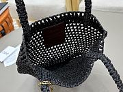 Kitlife Chloe Banana Embellished Raffia Tote Bag Black 22x30x2cm  - 2