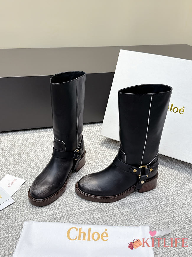 Kitlife Chloé 2025SS Chelsea Mid-calf Boots Black - 1