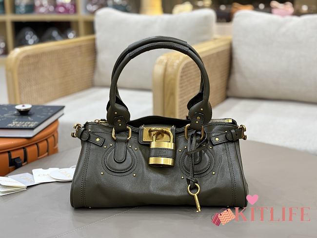 Kitlife Chloe Paddington Bag In Green Leather 36x18x15cm   - 1