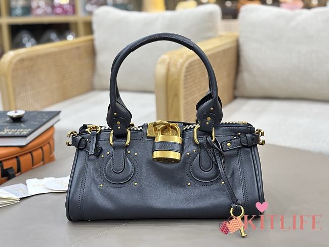 Kitlife Chloe Paddington Bag In Dark Blue Leather 36x18x15cm - 1