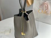Kitlife Chloe Spin Tote Medium Bag Grey Leather 27x30x14cm   - 6