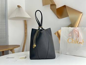 Kitlife Chloe Spin Tote Medium Bag Black Leather 27x30x14cm 