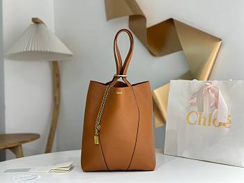 Kitlife Chloe Spin Tote Medium Bag Brown Leather 27x30x14cm 