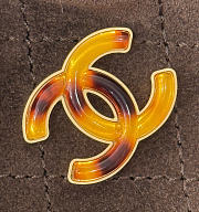 Kitlife Chanel Mini Pouch Dark Brown Suede Calfskin, Turtoise-Shell Effect Plexi & Gold-Tone Metal AP4981 12x9x5cm - 5