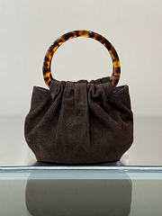 Kitlife Chanel Mini Pouch Dark Brown Suede Calfskin, Turtoise-Shell Effect Plexi & Gold-Tone Metal AP4981 12x9x5cm - 4