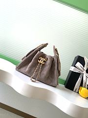 Kitlife Chanel 25s Drawstring Bucket Hobo Bag Grey Suede Leather 20x22x12.5cm  - 1